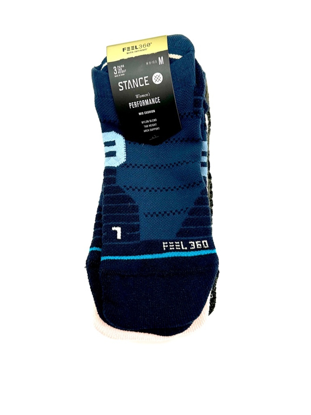 Stance Women's Performance No-Show Socks in Navy and Light Blue